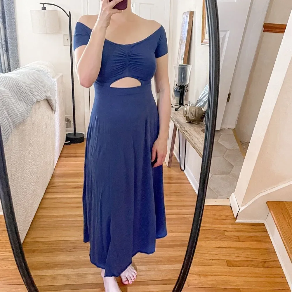 Free People Dance With Me Midi Dress in Cobalt Blue